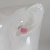 Plastic Post or Invisible Clip On Metal Free Pink Cat Earrings, 10mm
