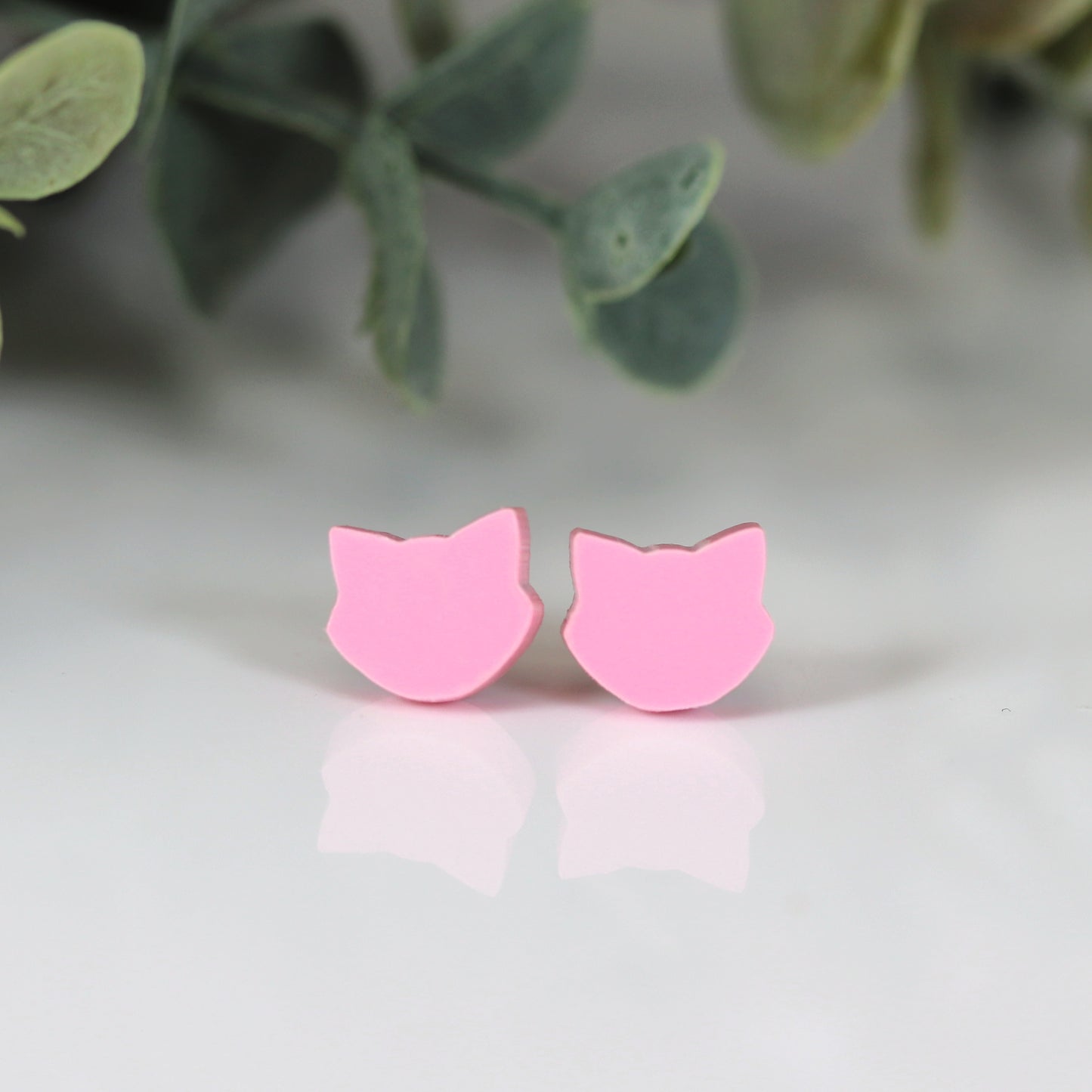 Pink Cat Stud Earrings