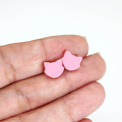 Pink Cat Stud Earrings