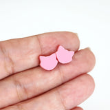 Boucles d'oreilles à tige en forme de chat rose, 10 mm