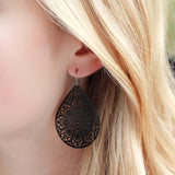 Boucles d'oreilles pendantes en forme de larme en filigrane de dentelle - 12 couleurs