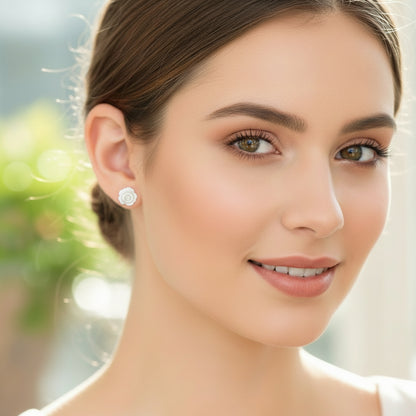 Rose Flower Earrings, 10mm