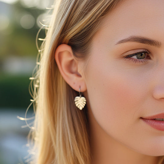 Monstera Leaf Dangle Earrings - 2 Colors