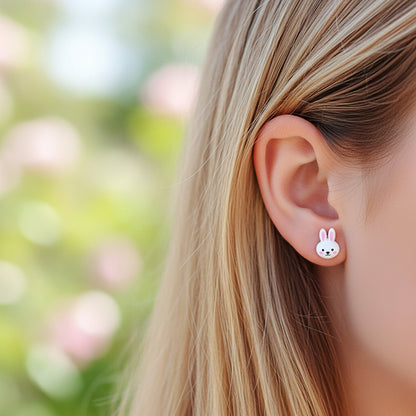 Bunny, Pink Heart, Smiley Flower - Stud Earring Gift Set