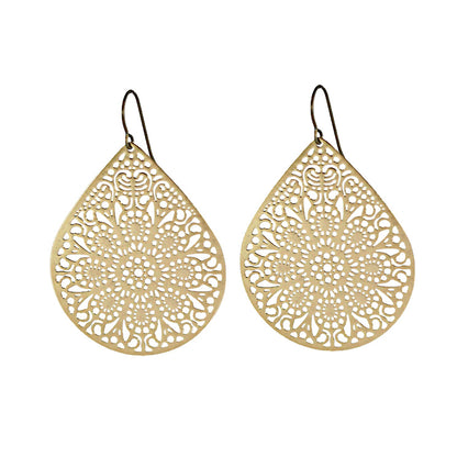 Lace Filigree Teardrop Dangle Earrings - 12 Colors