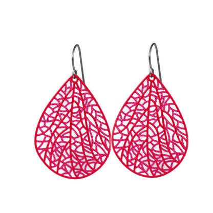 Filigree Leaf Teardrop Dangle Earrings, 16 Colors