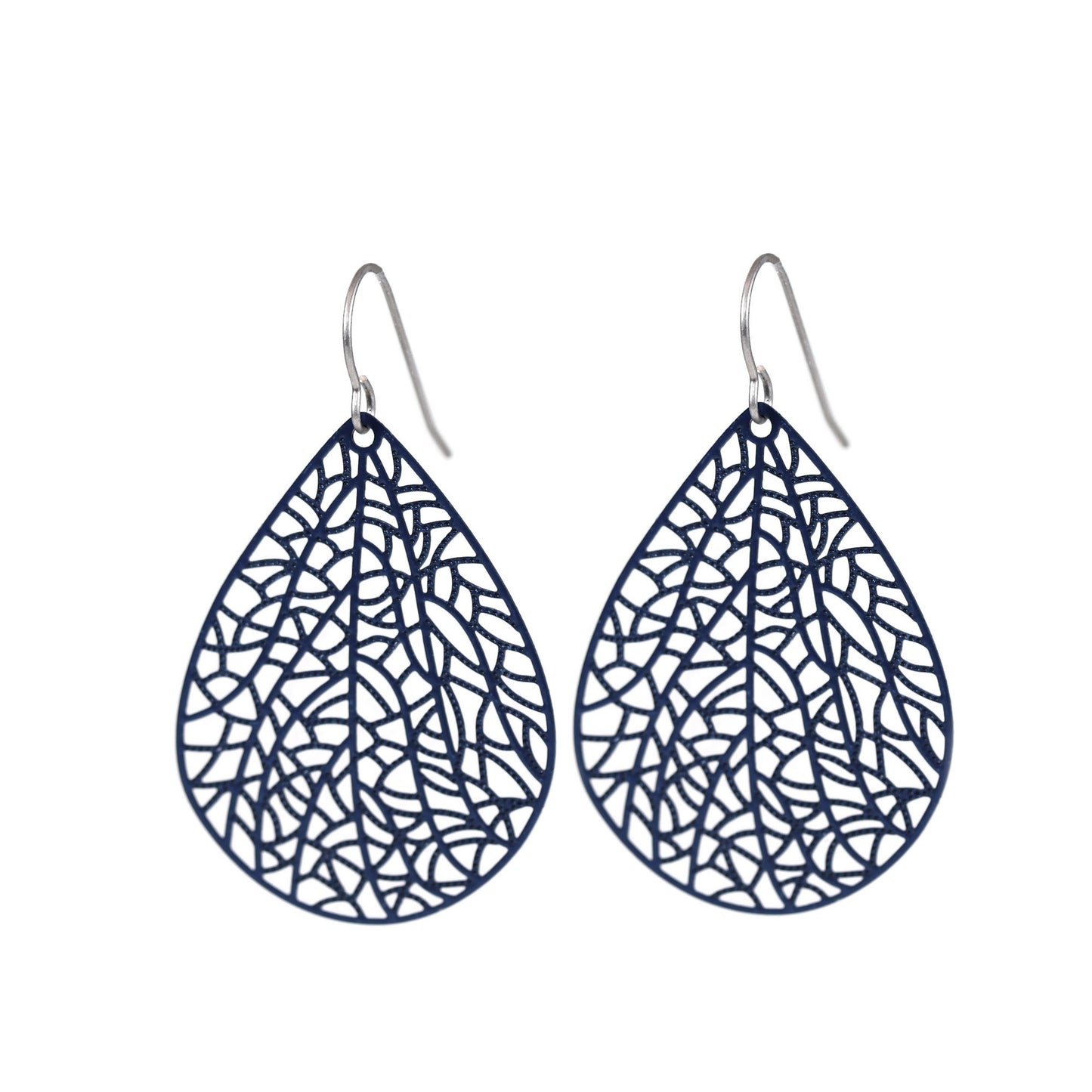 Filigree Leaf Teardrop Dangle Earrings, 16 Colors