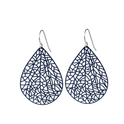 Filigree Leaf Teardrop Dangle Earrings, 16 Colors