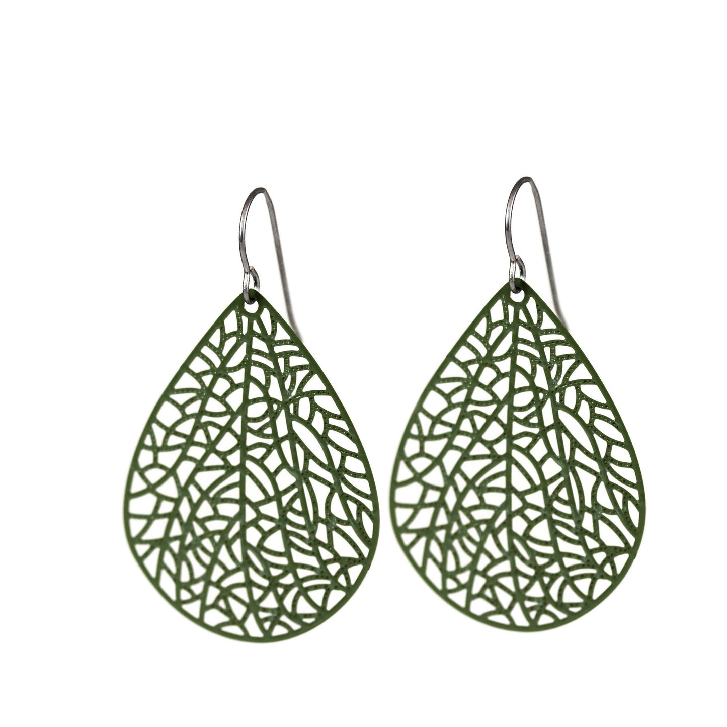 Filigree Leaf Teardrop Dangle Earrings, 16 Colors