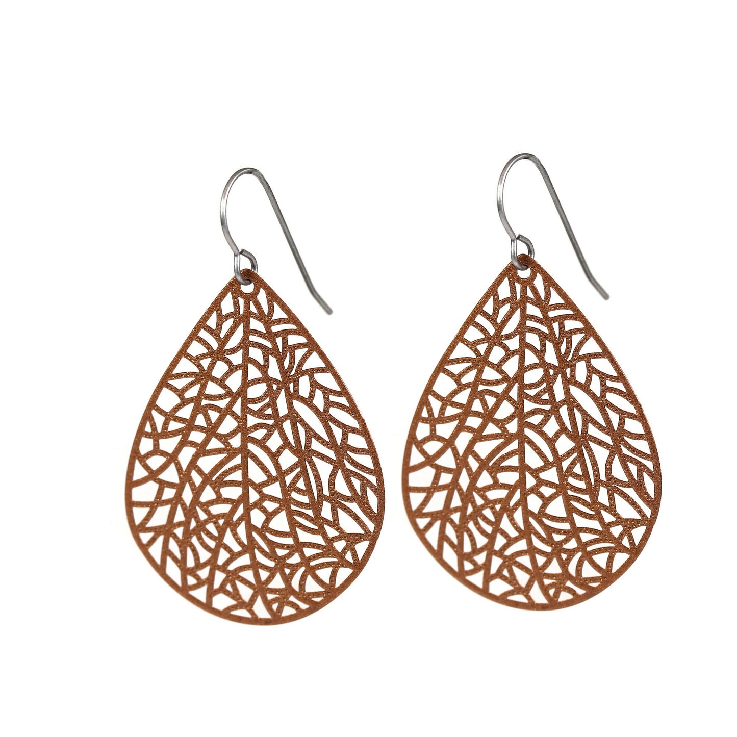 Filigree Leaf Teardrop Dangle Earrings, 16 Colors