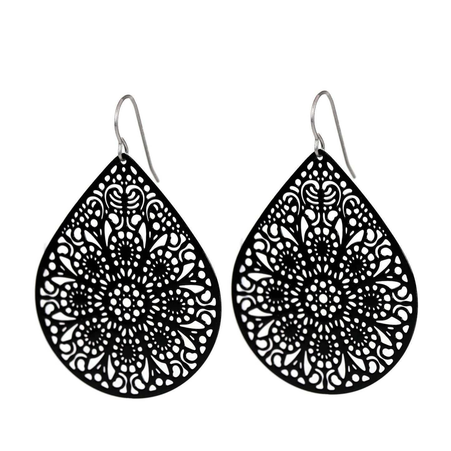 Lace Filigree Teardrop Dangle Earrings - 12 Colors