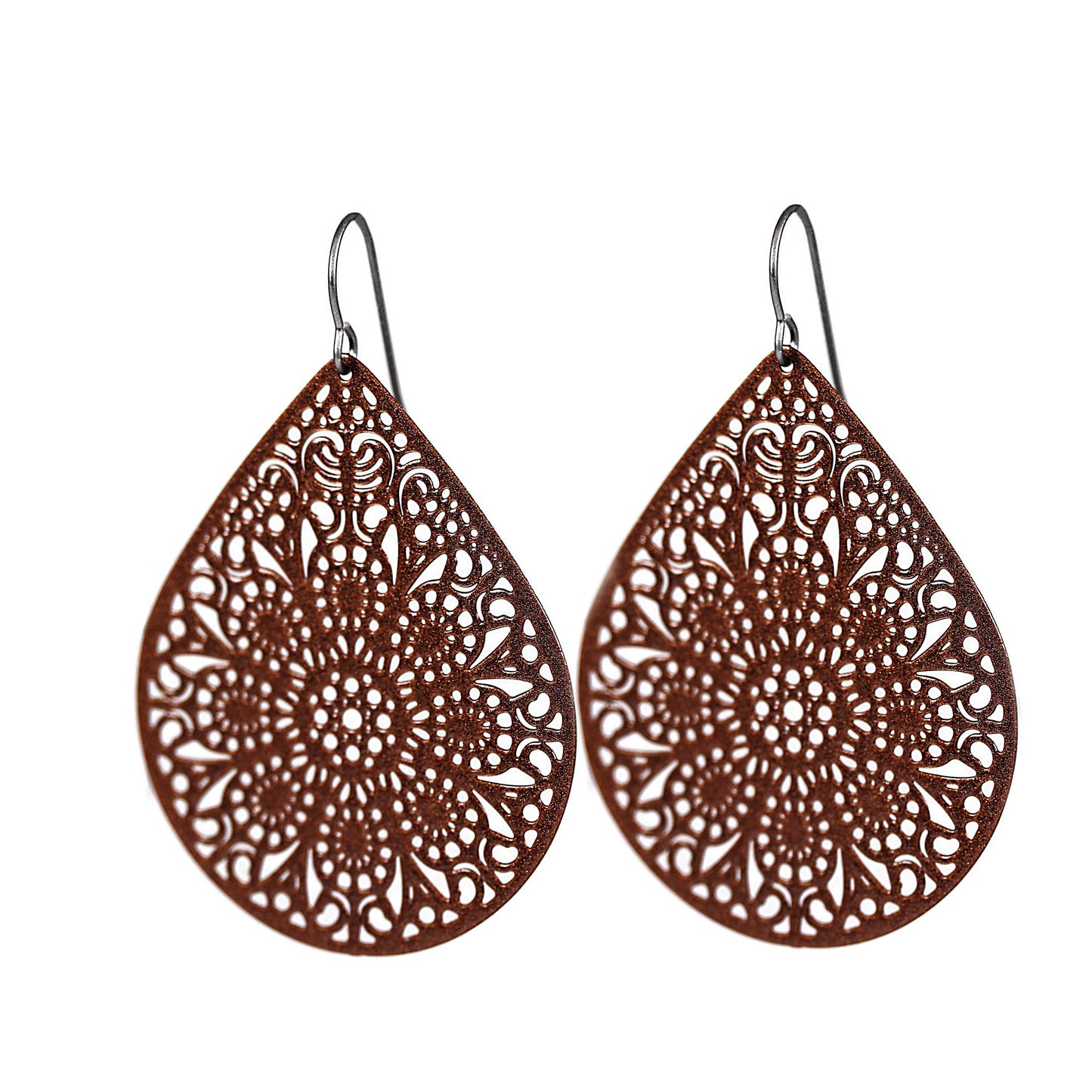 Lace Filigree Teardrop Dangle Earrings - 12 Colors