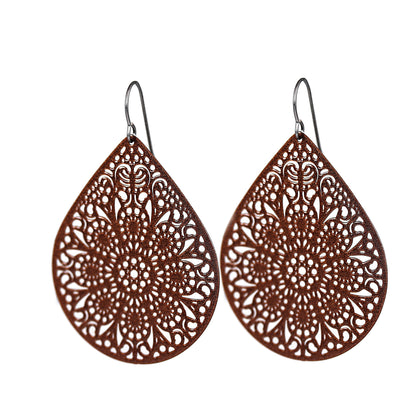 Lace Filigree Teardrop Dangle Earrings - 12 Colors