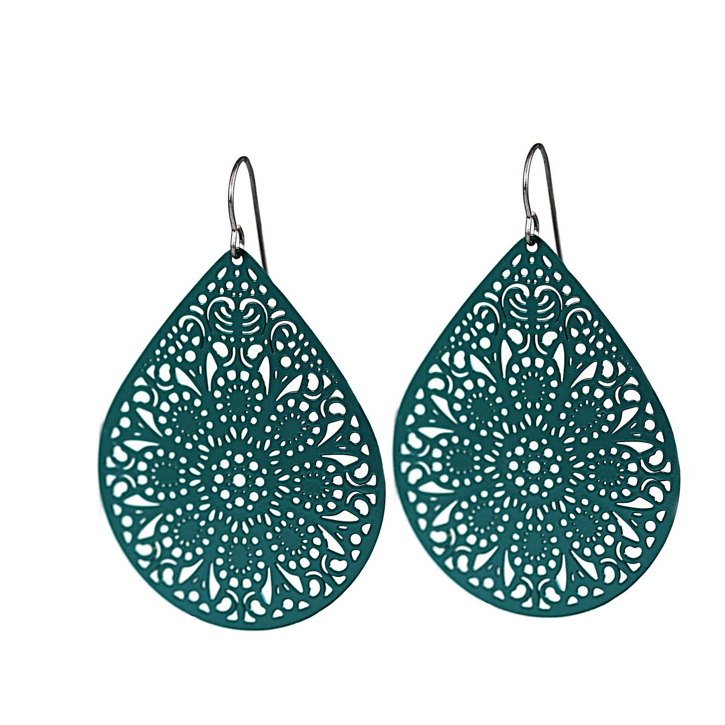 Lace Filigree Teardrop Dangle Earrings - 12 Colors