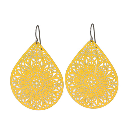 Lace Filigree Teardrop Dangle Earrings - 12 Colors