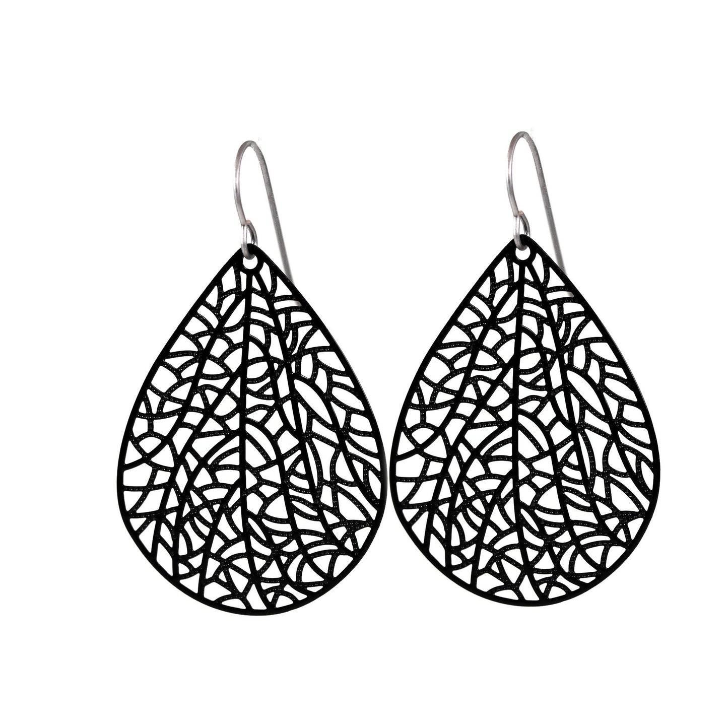 Filigree Leaf Teardrop Dangle Earrings, 16 Colors