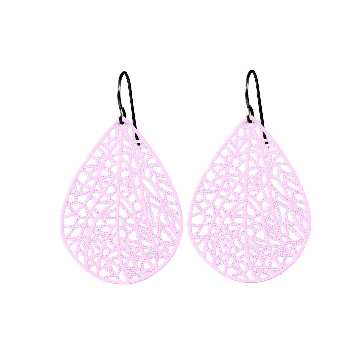 Filigree Leaf Teardrop Dangle Earrings, 16 Colors