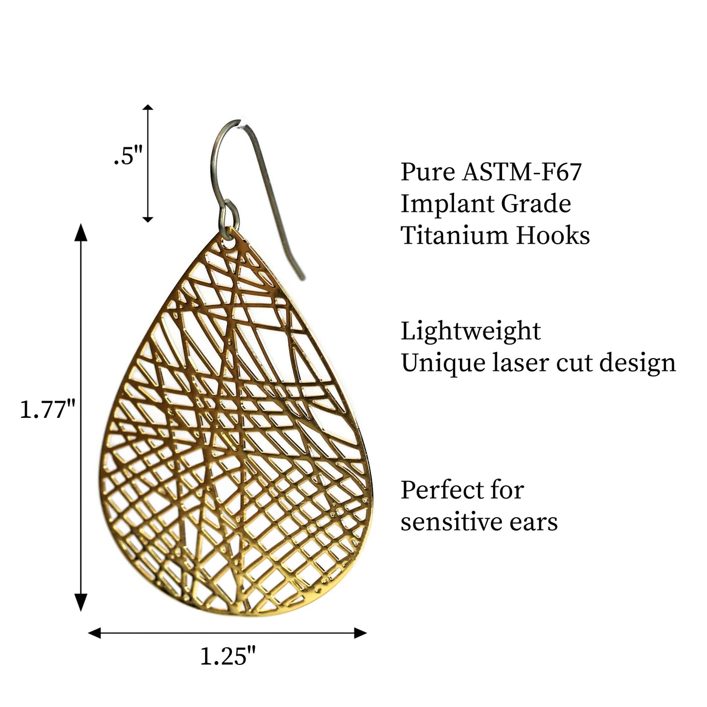 Filigree Teardrop Dangle Earrings - 7 Colors