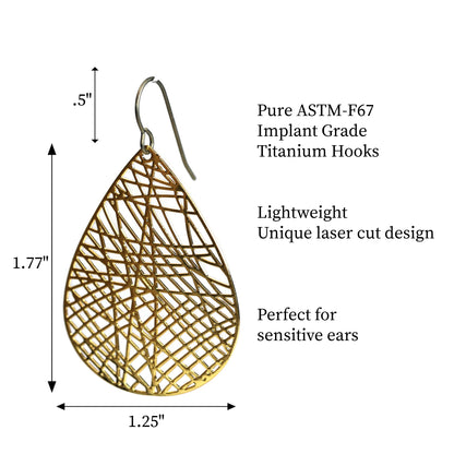 Filigree Teardrop Dangle Earrings - 7 Colors