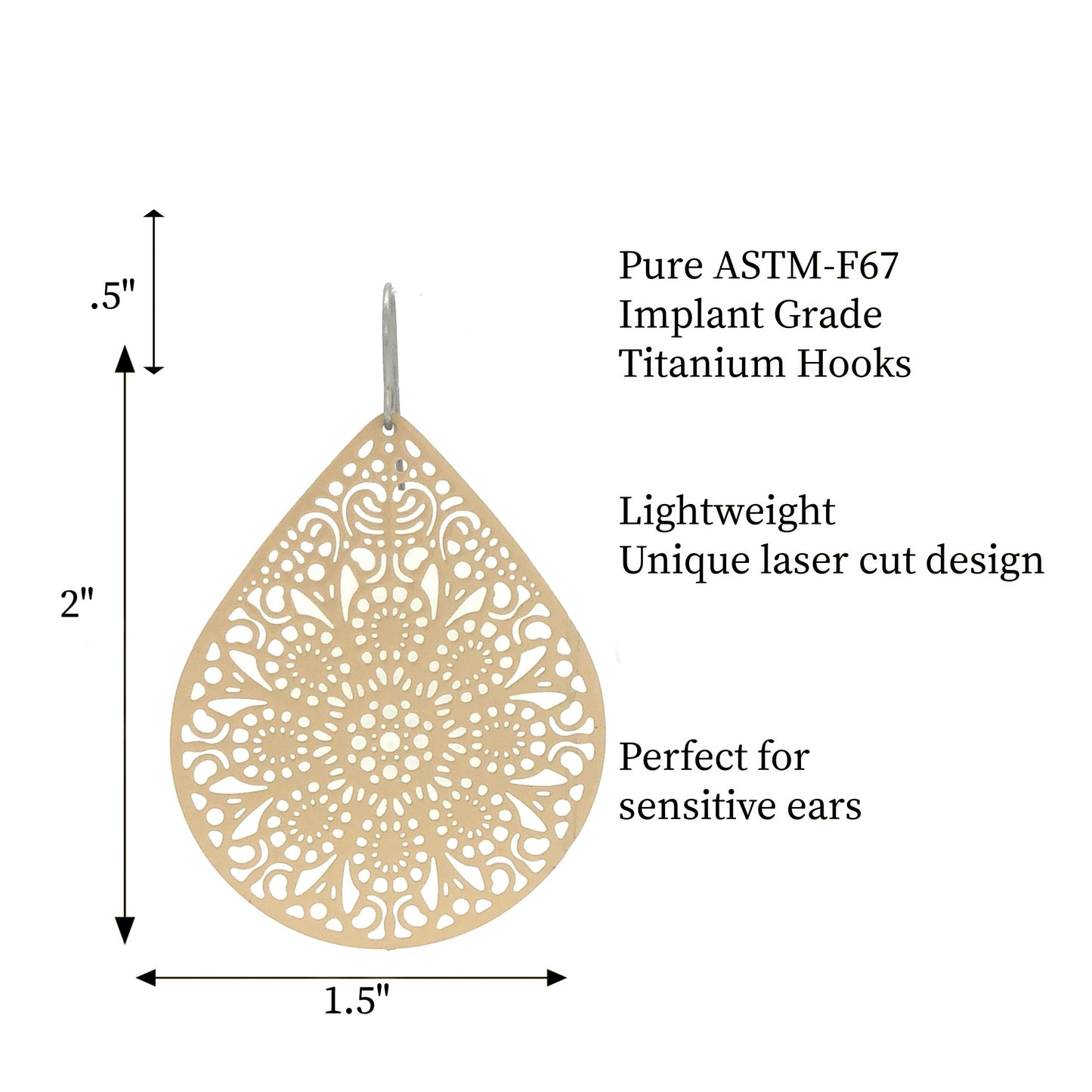 Lace Filigree Teardrop Dangle Earrings - 12 Colors