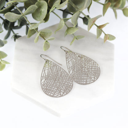 Filigree Teardrop Dangle Earrings - 7 Colors