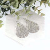 Invisible Clip On or Titanium or Plastic Hook Dangle Earrings, Filigree Teardrop, 54mm