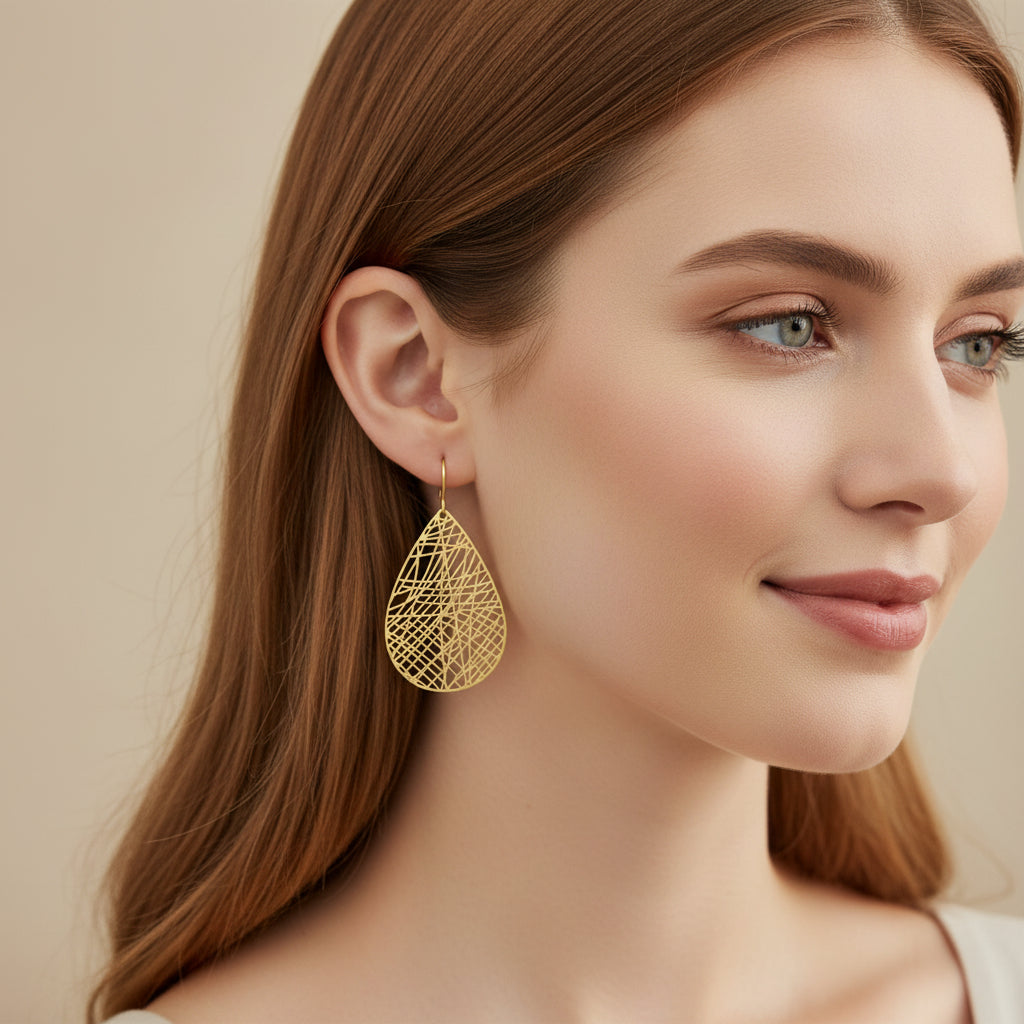 Filigree Teardrop Dangle Earrings - 7 Colors