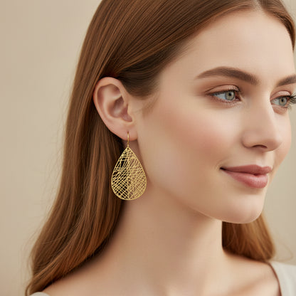Filigree Teardrop Dangle Earrings - 7 Colors