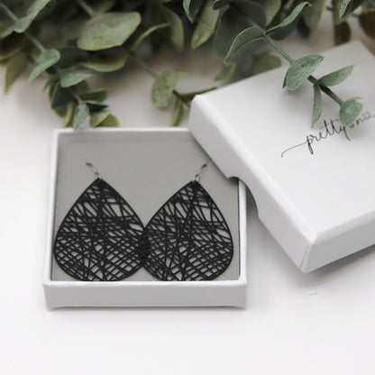 Filigree Teardrop Dangle Earrings - 7 Colors