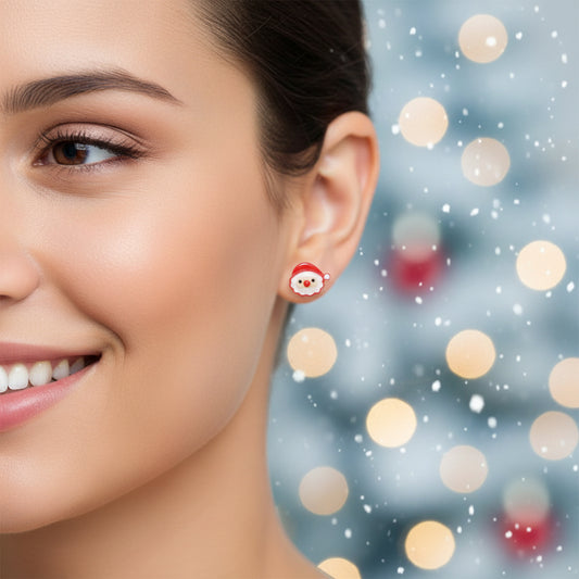 Boucles d'oreilles à tige vintage Père Noël, 11 x 9 mm