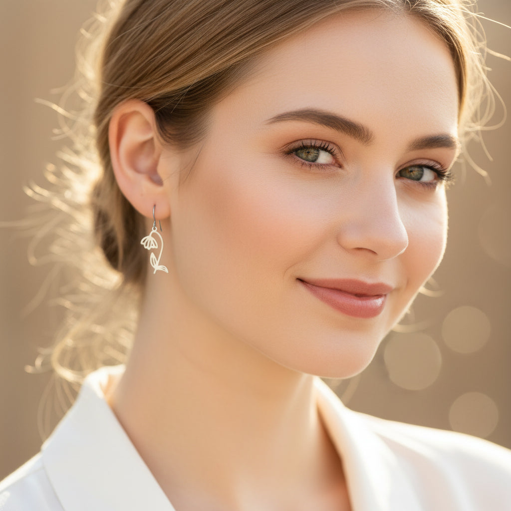 Birth Month Flower Dangle Earrings - 12 Designs