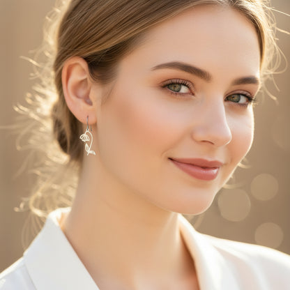 Birth Month Flower Dangle Earrings - 12 Designs