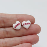 Plastic Posts or Invisible Clip On Earrings, Metal Free Candy Heart 12mm