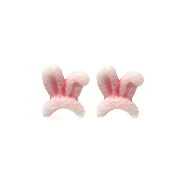 Plastic Post Earrings or Invisible Clip On Bunny Ear Studs, 8mm