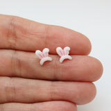 Plastic Post Earrings or Invisible Clip On Bunny Ear Studs, 8mm