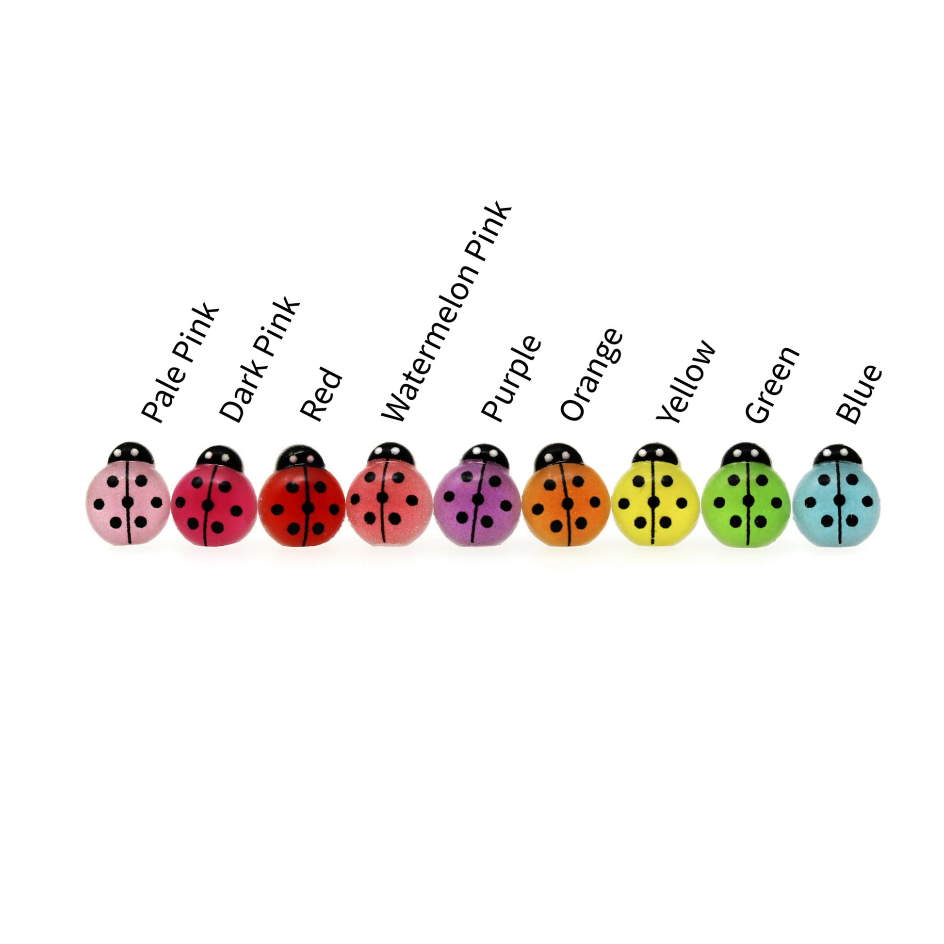 ladybug earrings in various colors