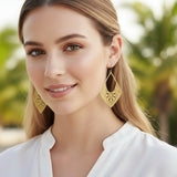 Boucles d'oreilles pendantes en forme de losange en dentelle - 5 couleurs