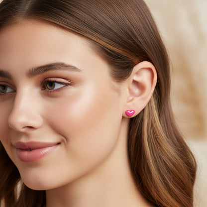 Boucles d'oreilles à tige en forme de cœur, 10 mm