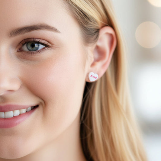 Conversation Heart Stud Earrings
