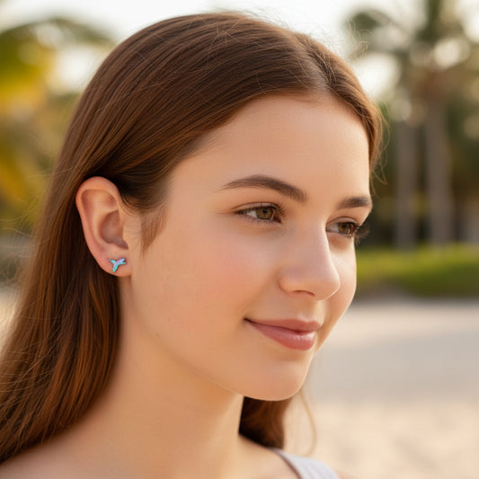 hummingbird earrings screw back in ear