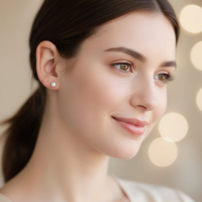A pair of screw-back, simulated pearl earrings with a gold PVD coating.