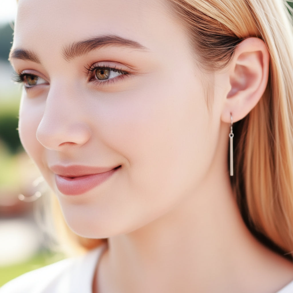 Dainty Minimalist Bar Dangle Earrings - 3 Sizes
