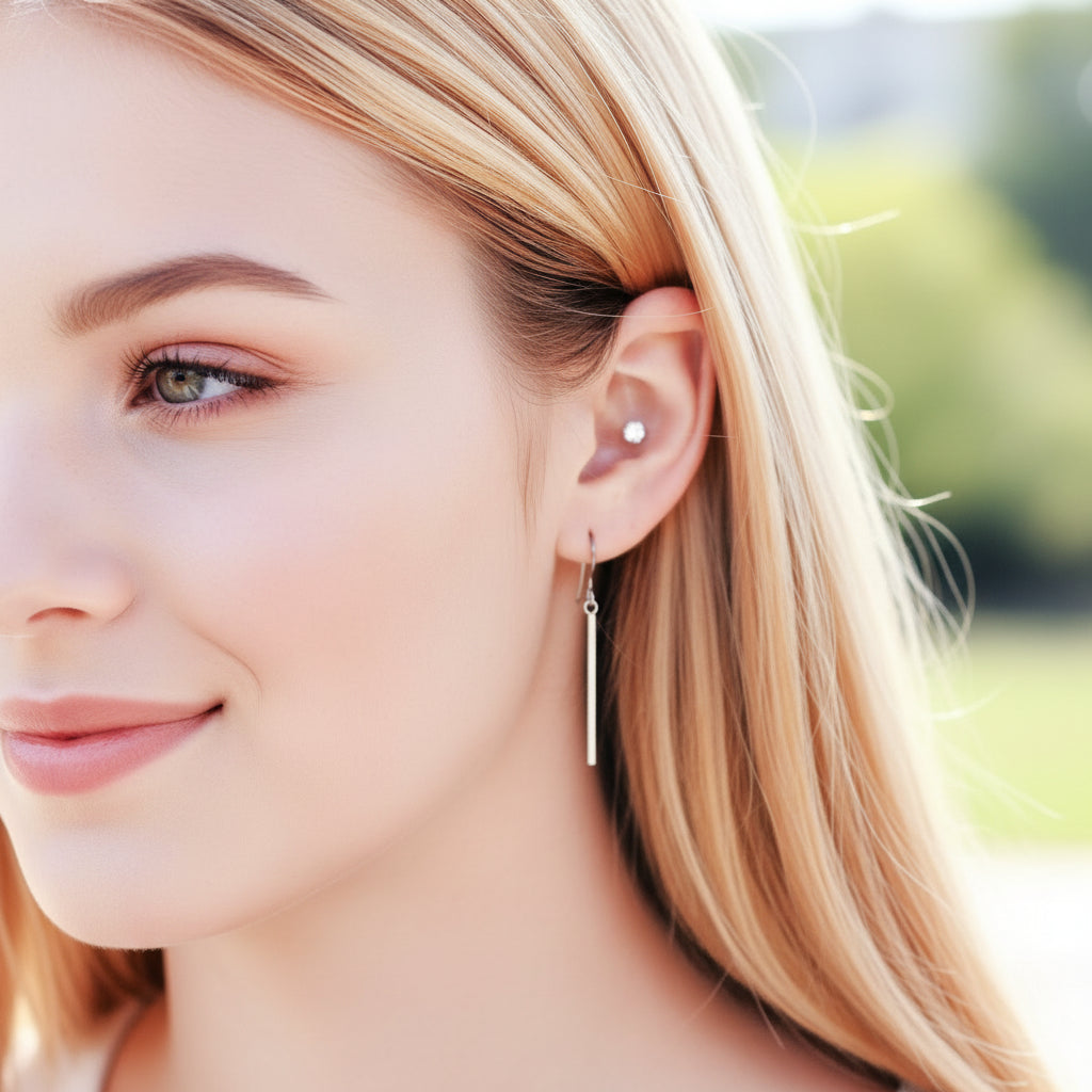 Dainty Minimalist Bar Dangle Earrings - 3 Sizes