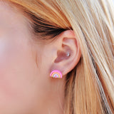 Rainbow Stud Earrings, 15mm