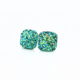 Square Druzy Stud Earrings , 10mm