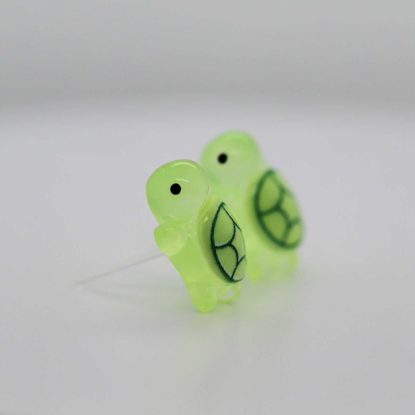 green turtle earrings from the side
