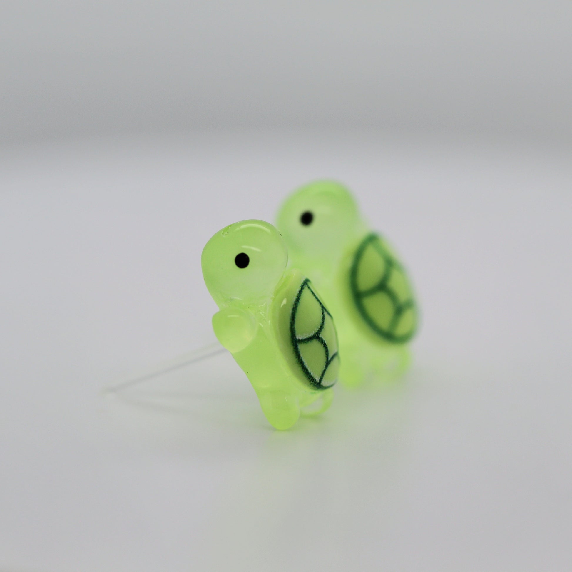 green turtle earrings from the side