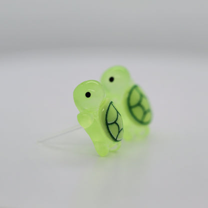 green turtle earrings from the side