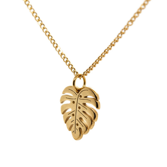 Collier Feuille Monstera en Acier Inoxydable Plaqué Or 18K PVD 