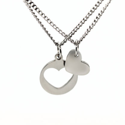 Set of Two Heart Necklaces 18K Gold PVD Plated Stainless Steel